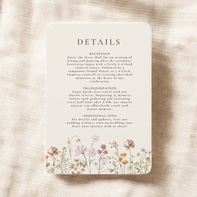 Convites Detalhes do Casamento de Boho Wildflower Beige Gar (Criador carregado)