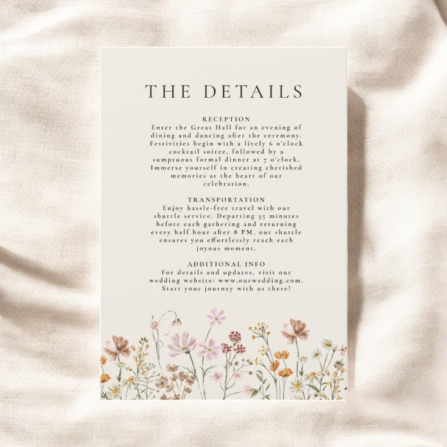 Convites Detalhes do Casamento de Boho Wildflower Beige Gar (Criador carregado)