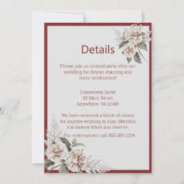 Convites Detalhes do Casamento de Borgonha, Blush e Rosas B