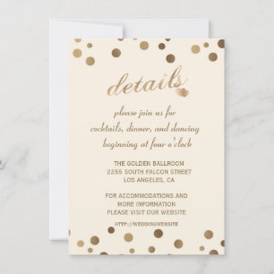 Convites Detalhes do Casamento de Confetti Dourado com Cham