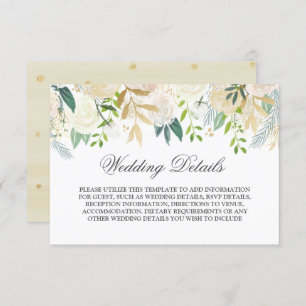 Convites Detalhes do Casamento de Dourada Floral Floral Wat