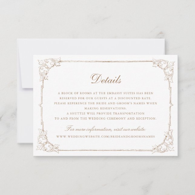 Convites Detalhes do Casamento de Frame de Ornamento Elegan (Frente)