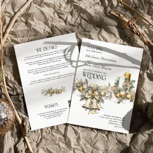 Convites Detalhes do Casamento de Inverno Holly Bells Golde