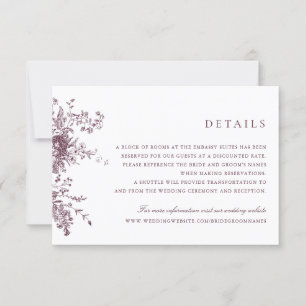 Convites Detalhes do Casamento de Merlot da Vintage Floral