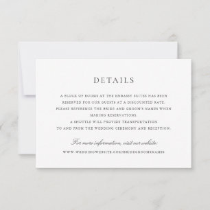 Convites Detalhes do Casamento de Script Branco Negro Elega