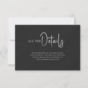 Convites Detalhes do Casamento de Script Preto Simples de L
