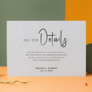 Convites Detalhes do Casamento de Script Preto Simples Line