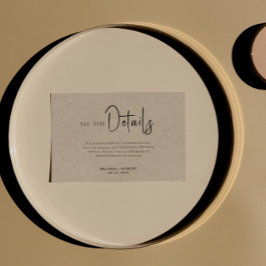 Convites Detalhes do Casamento de Script Preto Simples Tan 