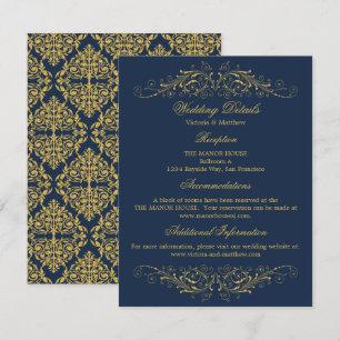Convites Detalhes do casamento do Marinho Faux Dourado Flou