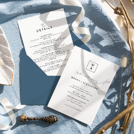 Convites Detalhes do Casamento do Monograma do Script Moder