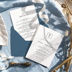 Convites Detalhes do Casamento do Monograma do Script Moder