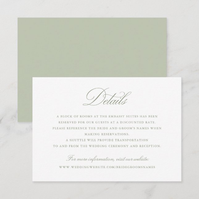 Convites Detalhes do Casamento do Script de Caligrafia Eleg (Frente/Verso)