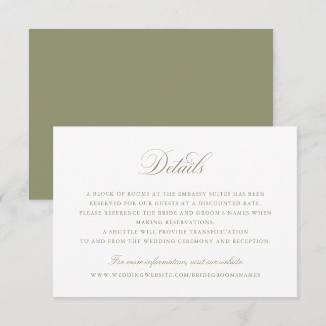 Convites Detalhes do Casamento do Script de Caligrafia Eleg (Frente/Verso)