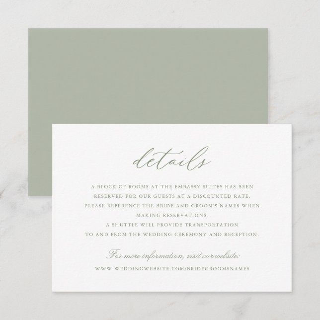 Convites Detalhes do Casamento do Script de Caligrafia Eleg (Frente/Verso)