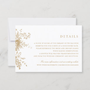 Convites Detalhes do Casamento Dourado da Vintage Floral El