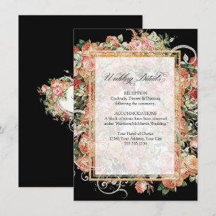 Convites Detalhes do casamento Dourado do Buquê Floral Ele