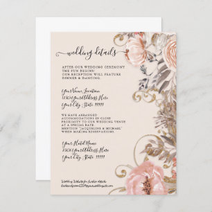 Convites Detalhes do Casamento Dourado do Rosa de Blush Flo