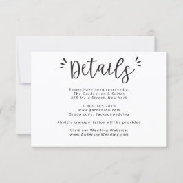 Convites Detalhes do Casamento e Informações de Hospedagem