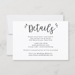 Convites Detalhes do Casamento e Informações de Hospedagem
