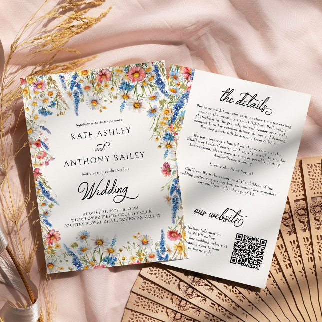 Convites Detalhes do Casamento e Site de Country Wildflower (Wedding Invitation with details from the Country Wildflower Wedding Collection by Darling & May)