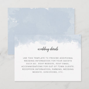 Convites Detalhes do casamento em aquarela azul empoeirado