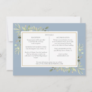 Convites Detalhes do Casamento em Azul Poeirento e Verde In