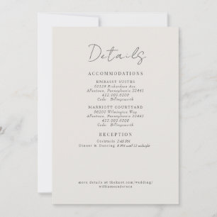 Convites Detalhes do Casamento em Creme Enclosure Folhagem