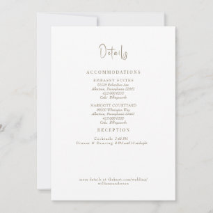 Convites Detalhes do Casamento em Texto Dourado Enclosure