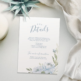 Convites Detalhes do casamento floral azul empoeirado do ja