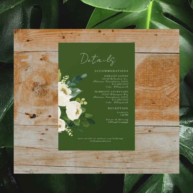 Convites Detalhes do Casamento Floral Branco Verde (Criador carregado)