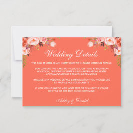 Convites Detalhes do Casamento Floral Coral Elegante Modern