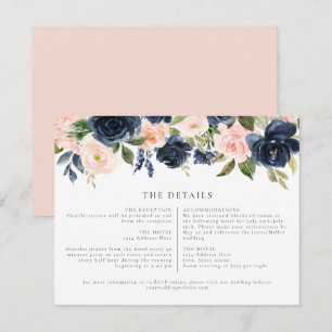 Convites Detalhes do Casamento Floral do Blush do Marinho R