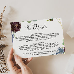 Convites Detalhes do Casamento Floral e Verde da Borgonha I