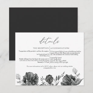 Convites Detalhes do Casamento Floral Negro Elegante NOVA