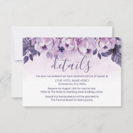Convites Detalhes do Casamento Floral Purple com Aquarela
