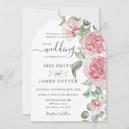 Convites Detalhes do Casamento Floral QR para Rosa Rosa Ros