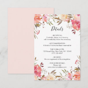 Convites Detalhes do Casamento Floral Romântico Blush Bloom