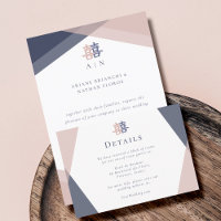 Detalhes do Casamento Geométrico Chinês Azul-Rosa
