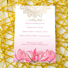 Detalhes do casamento indiano RSVP lotus gold mand