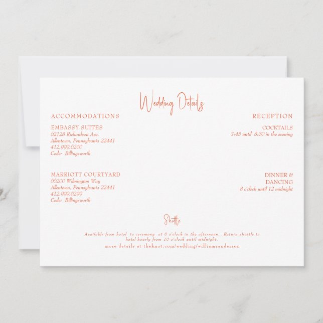 Convites Detalhes do Casamento Laranja (Frente)