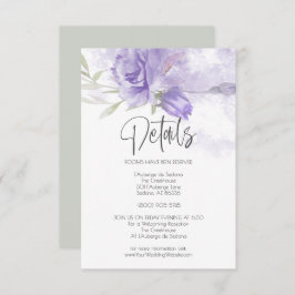 Convites Detalhes do Casamento Lilac Purple Watercolor Rosa