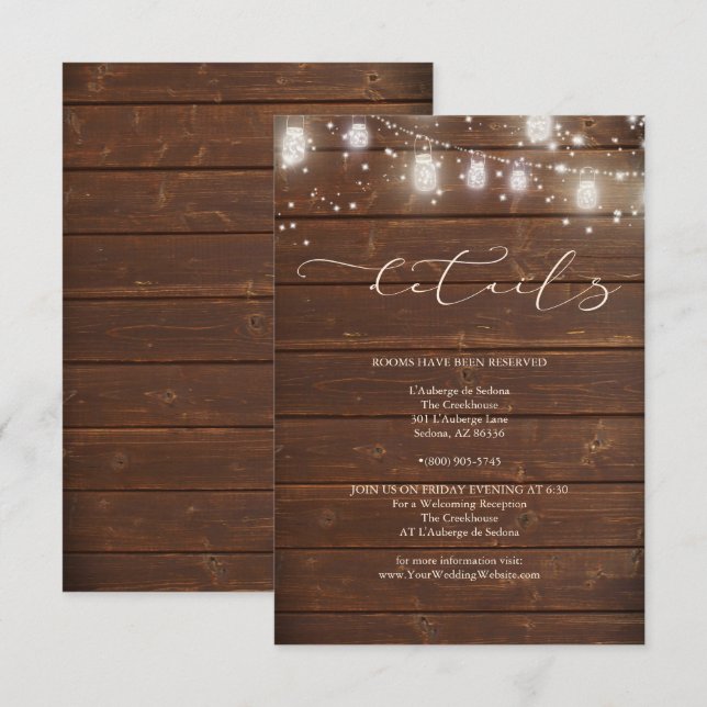 Convites Detalhes do Casamento - Luzes de Cordas Russas Mod (Frente/Verso)