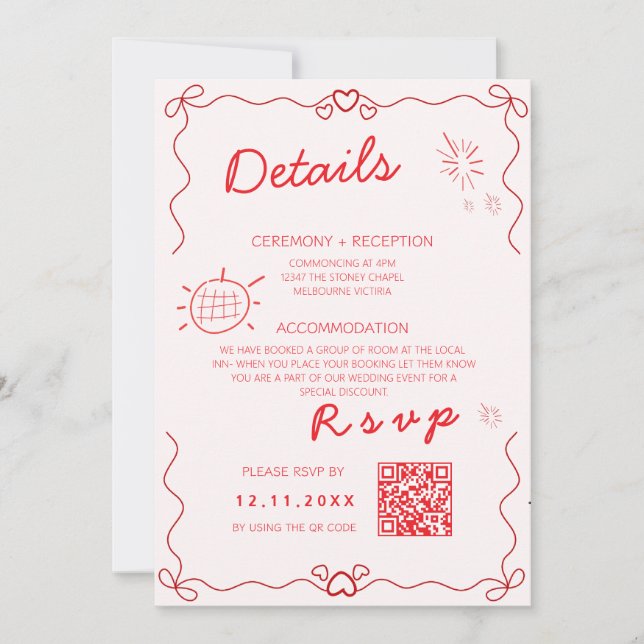 Convites Detalhes do casamento manuscrito de modelo colorid (Frente)