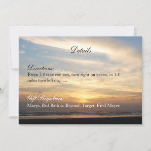 Convites Detalhes do Casamento na Praia ao Pôr do Sol Cartã