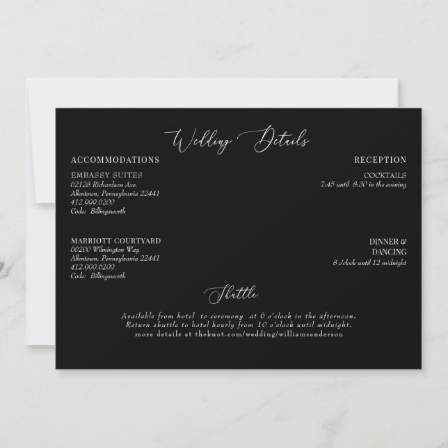 Convites Detalhes do Casamento Negro Anexo (Frente)