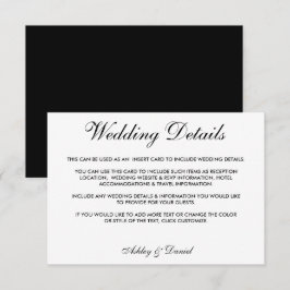 Convites Detalhes do Casamento Negro e Branco Elegante Mode