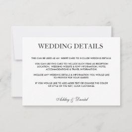 Convites Detalhes do Casamento Negro e Branco Elegante Mode