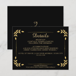 Convites Detalhes do Casamento Negro Elegante Dourado Green