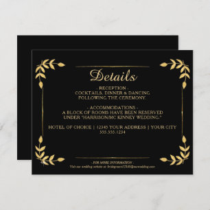 Convites Detalhes do Casamento Negro Elegante Dourado Green