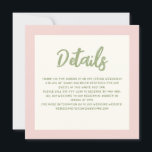 Convites Detalhes do Casamento Retroativo Pinky Pastel<br><div class="desc">Pormenores sobre Casamento Retroativo Pinky Green Pastel</div>